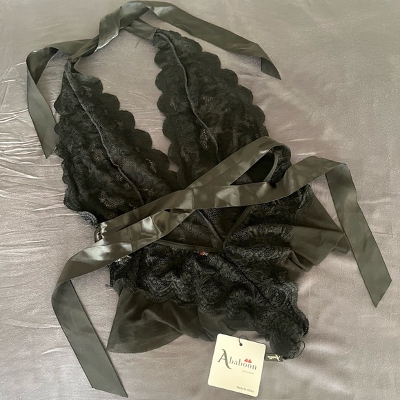 Abanoon Black Lace Teddy Lingerie - Picture 4 of 7